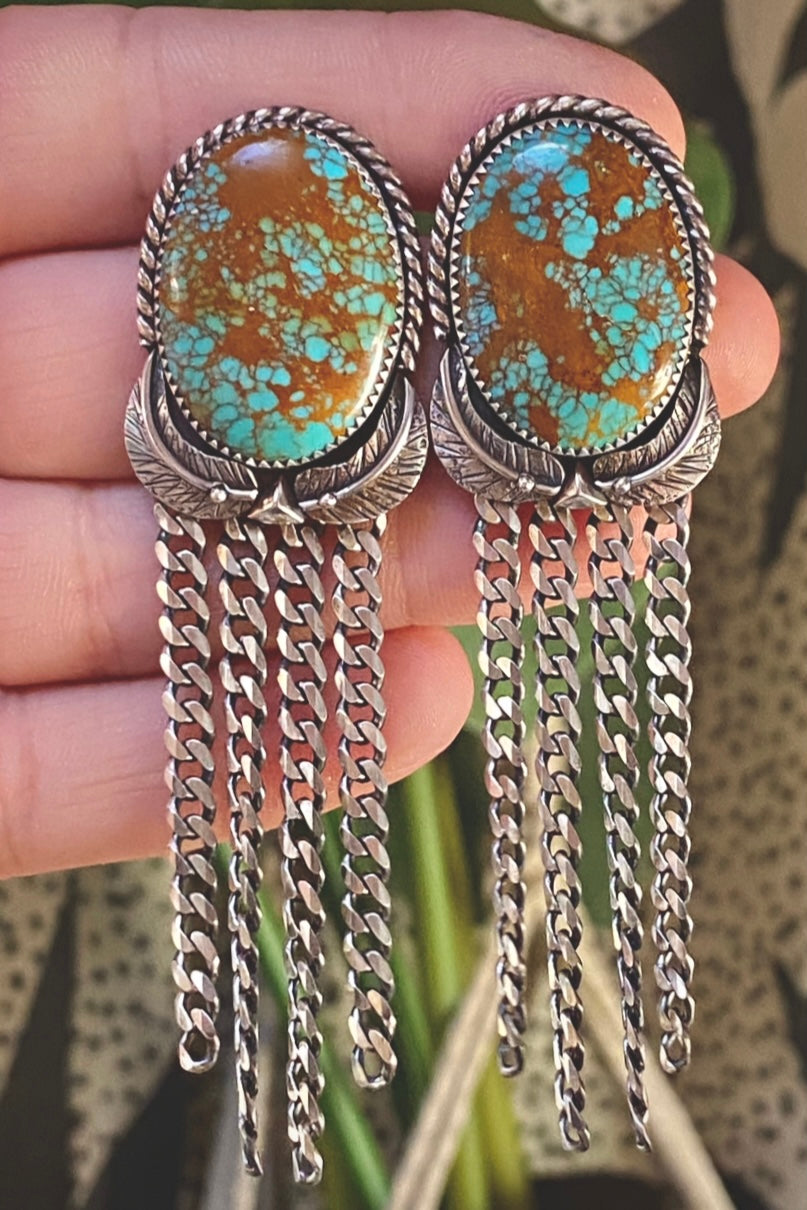 Hachita Turquoise Chain Fringe Earrings
