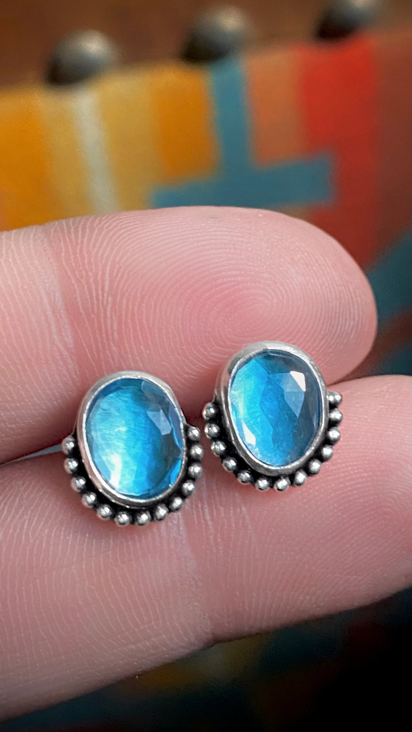 London Blue Topaz Rosecut Studs