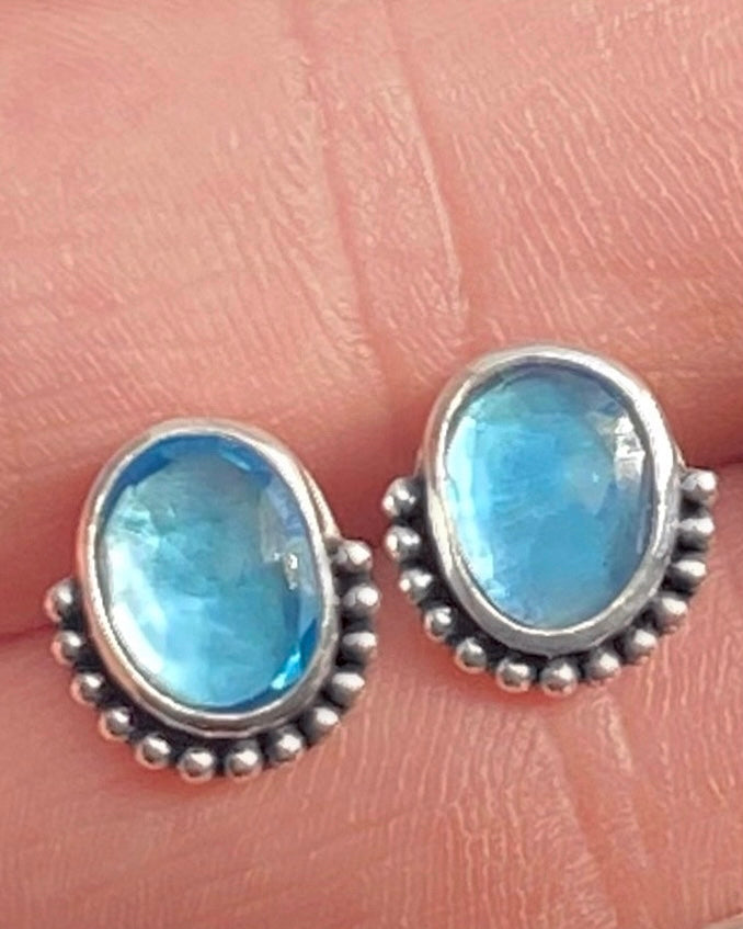 London Blue Topaz Rosecut Studs