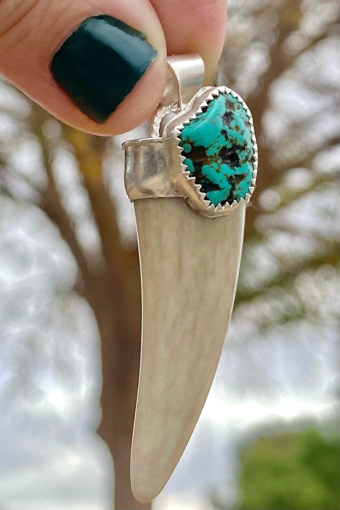 Turquoise Antler Pendant