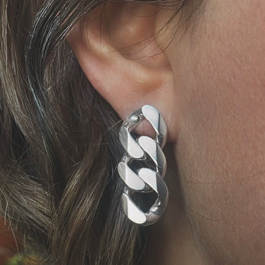Large Curb Chain Link Earrings