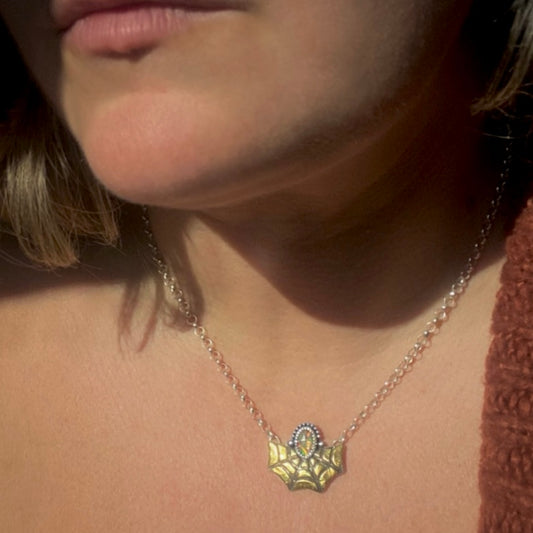 Ethiopian Opal Spiderweb Necklace