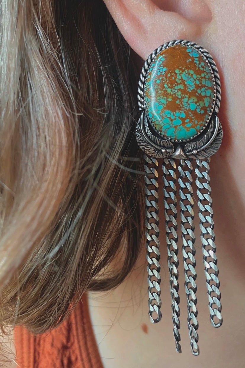 Hachita Turquoise Chain Fringe Earrings