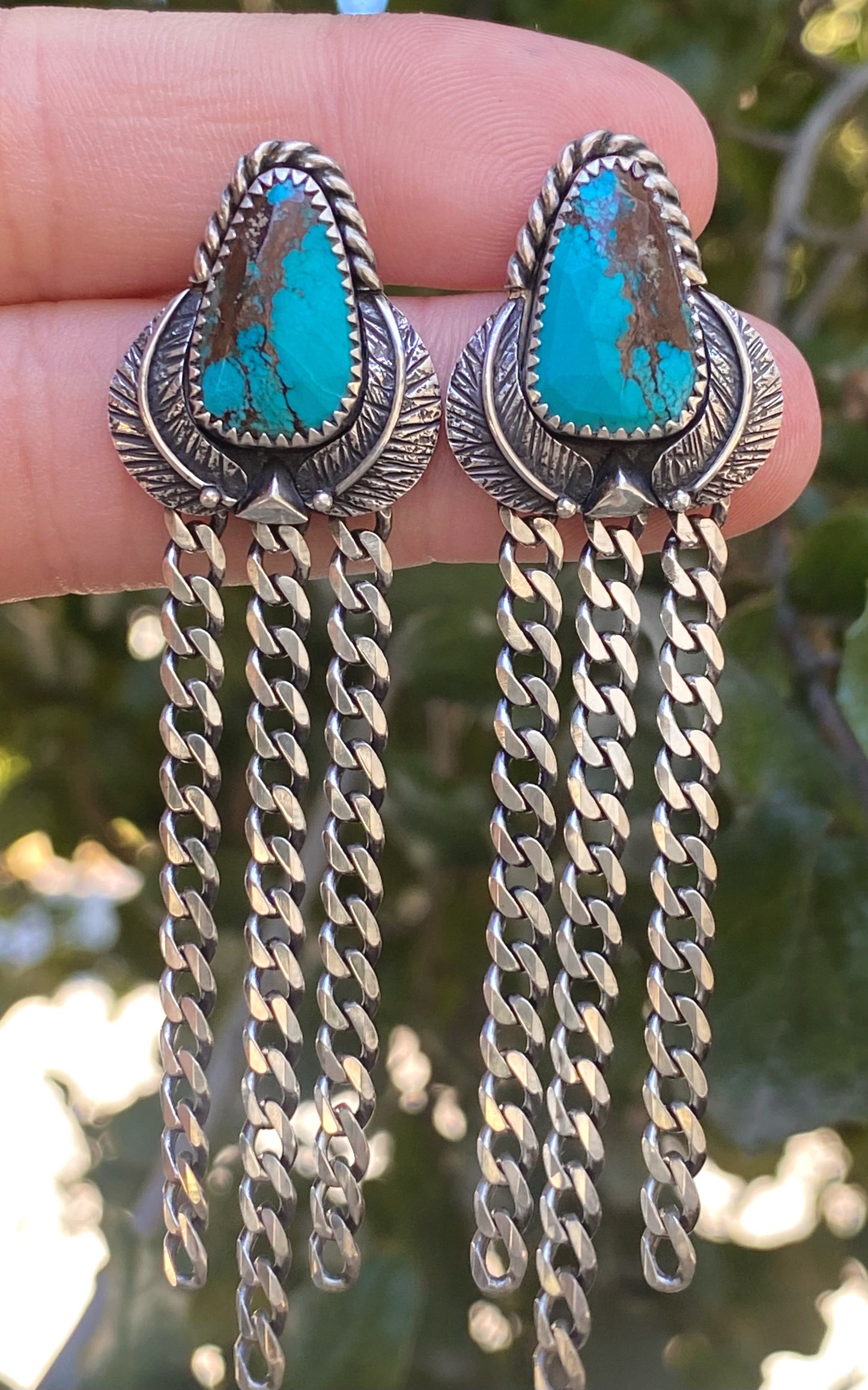 Hubei Turquoise Chain Earrings