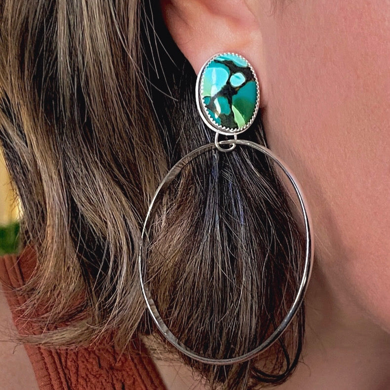 Cloud Mountain Turquoise Hoops